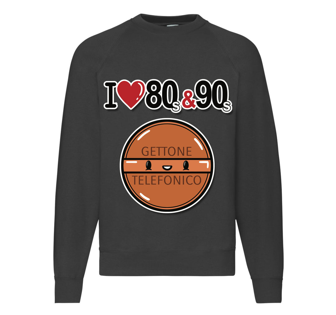 Felpa Classic Uomo Donna I LOVE 80/90 GETTONE ( G70009217 ) - Gufetto Brand