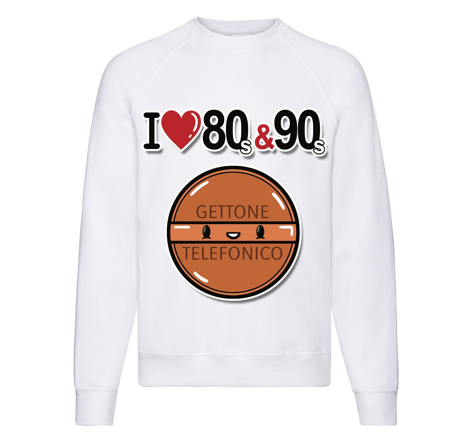Felpa Classic Uomo Donna I LOVE 80/90 GETTONE ( G70009217 ) - Gufetto Brand