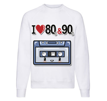 Felpa Classic Uomo Donna I LOVE 80/90 MUSICASSETTA ( M44400874 )