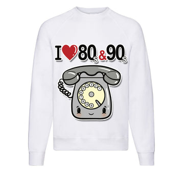 Felpa Classic Uomo Donna I LOVE 80/90 TELEFONO ( T893666578 )