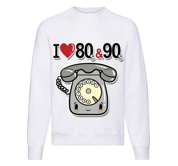 Felpa Classic Uomo Donna I LOVE 80/90 TELEFONO ( T893666578 ) - Gufetto Brand