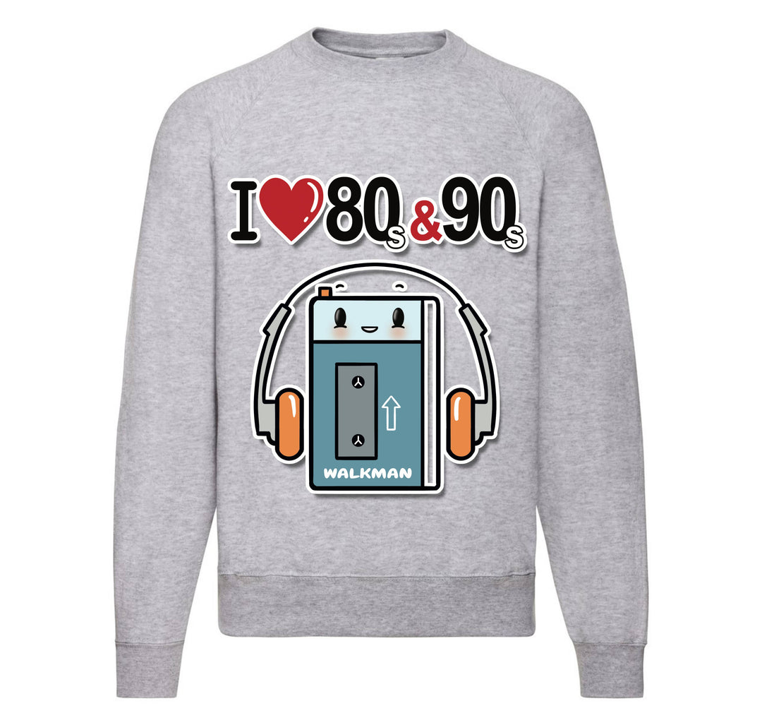 Felpa Classic Uomo Donna I LOVE 80/90 WALKMAN ( WA8054362 ) - Gufetto Brand
