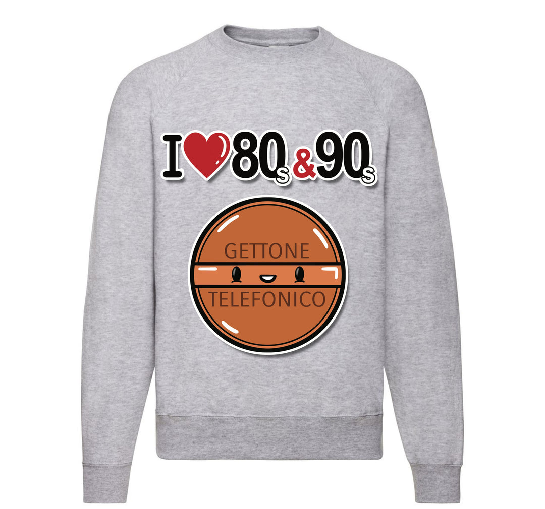 Felpa Classic Uomo Donna I LOVE 80/90 GETTONE ( G70009217 ) - Gufetto Brand