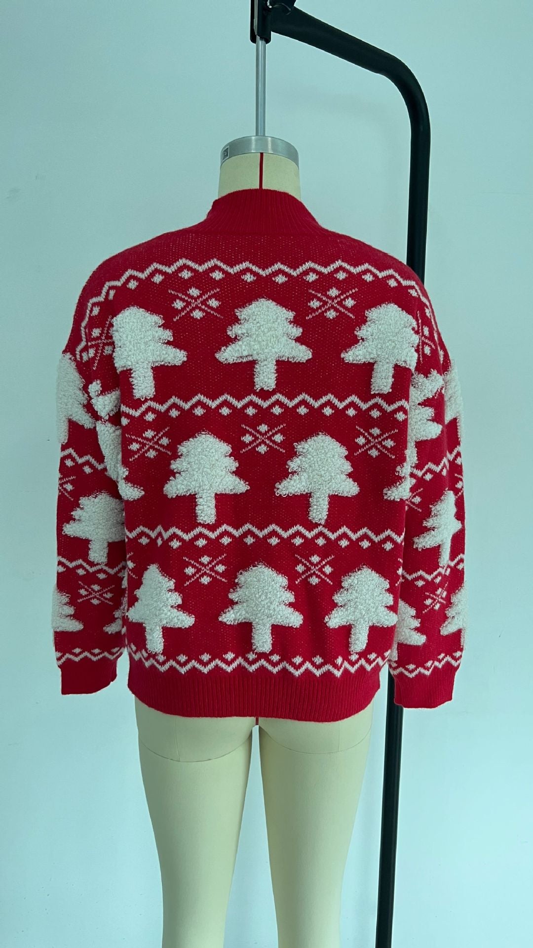 Maglione a maniche lunghe ricamato con asciugamano natalizio a mezzo dolcevita da donna - Gufetto Brand