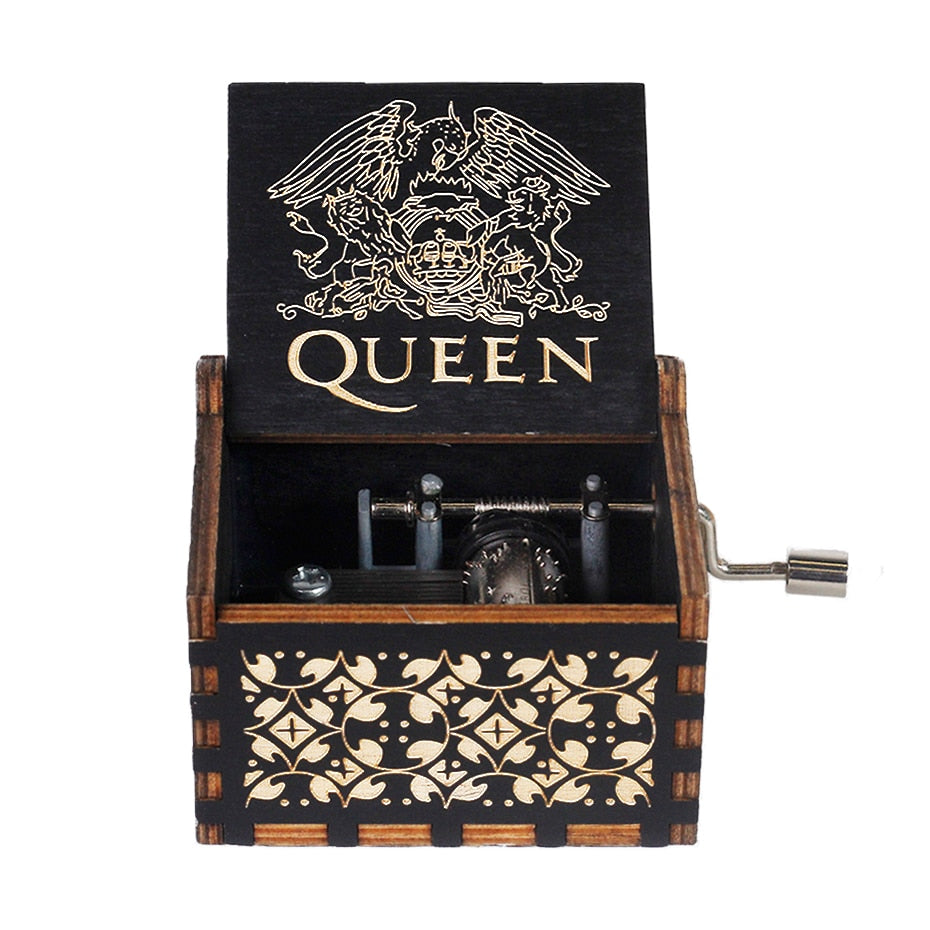Carillon Queen a manovella in legno caldo Tema Bohemian Rhapsody Love Dad Love Mom You Are Our Sunshine compleanno Regalo di Natale - Gufetto Brand