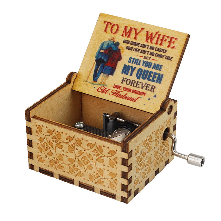 Carillon Queen a manovella in legno caldo Tema Bohemian Rhapsody Love Dad Love Mom You Are Our Sunshine compleanno Regalo di Natale - Gufetto Brand