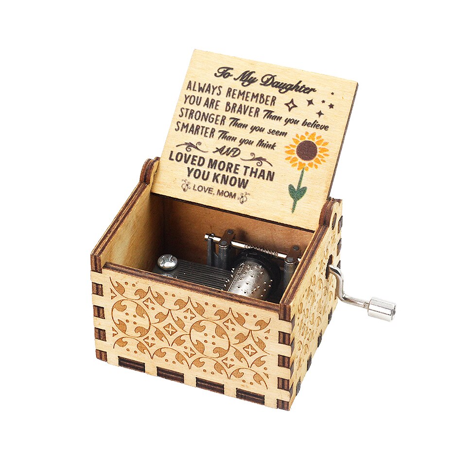 Carillon Queen a manovella in legno caldo Tema Bohemian Rhapsody Love Dad Love Mom You Are Our Sunshine compleanno Regalo di Natale - Gufetto Brand