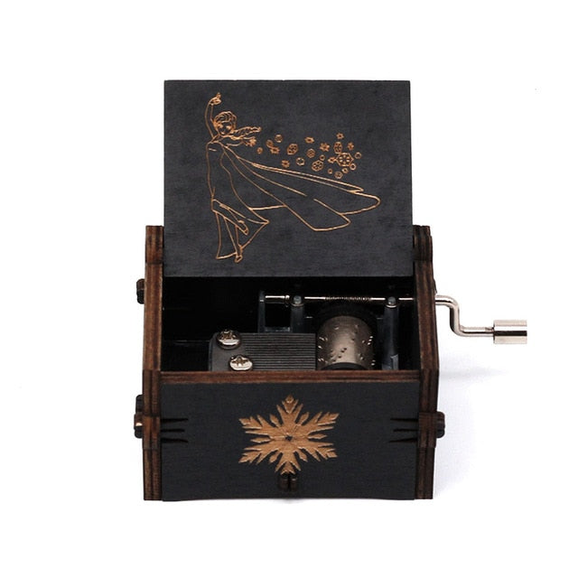 Carillon in legno nero Jurassic Park Caja Musical Queen Totoro Carillon in legno a manovella Regalo di Natale - Gufetto Brand