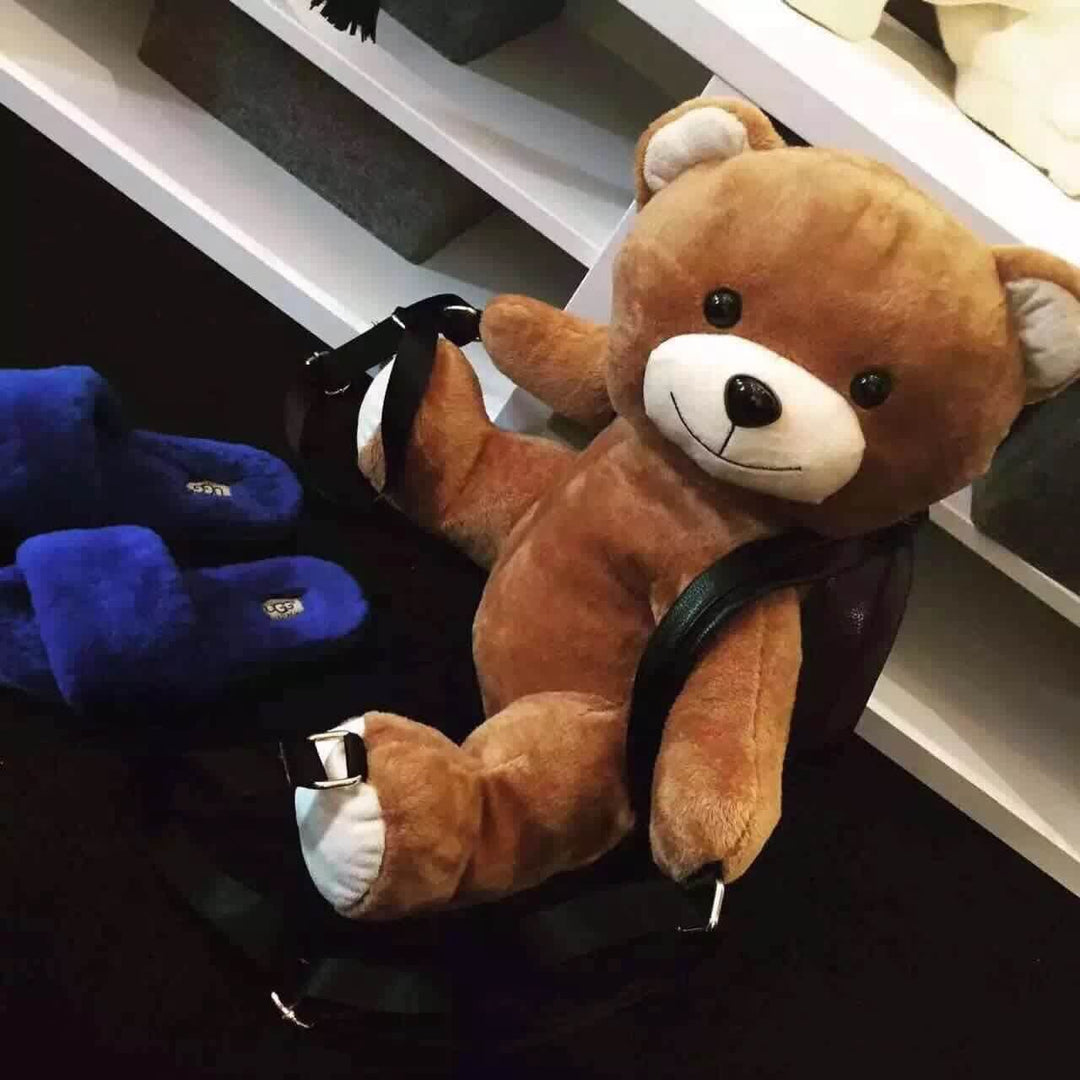 Zaino invernale in pelle moda donna/ragazza Zaino in peluche con orsacchiotto/Borsa da scuola piccola borsa per il tempo libero di marca famosa - Gufetto Brand