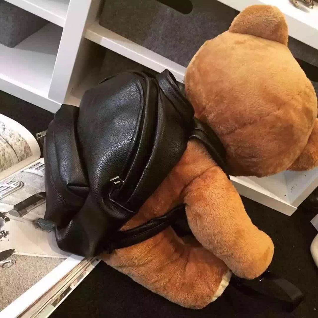 Zaino invernale in pelle moda donna/ragazza Zaino in peluche con orsacchiotto/Borsa da scuola piccola borsa per il tempo libero di marca famosa - Gufetto Brand