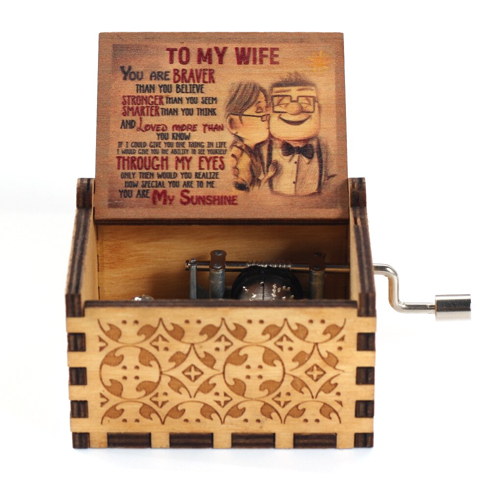 Carillon Queen a manovella in legno caldo Tema Bohemian Rhapsody Love Dad Love Mom You Are Our Sunshine compleanno Regalo di Natale - Gufetto Brand
