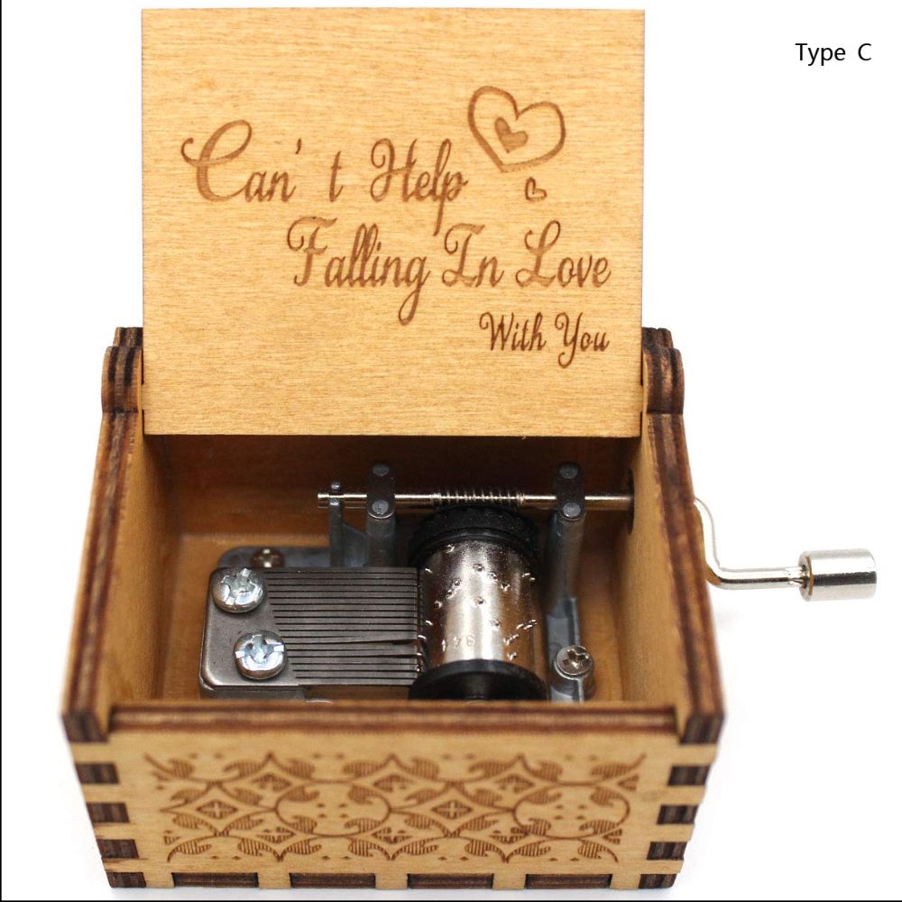 Incisione in legno Carillon vintage Carillon a manovella Fidanzata La moglie non può fare a meno di innamorarsi Regali di compleanno Regalo - Gufetto Brand
