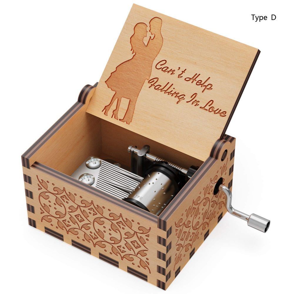 Incisione in legno Carillon vintage Carillon a manovella Fidanzata La moglie non può fare a meno di innamorarsi Regali di compleanno Regalo - Gufetto Brand