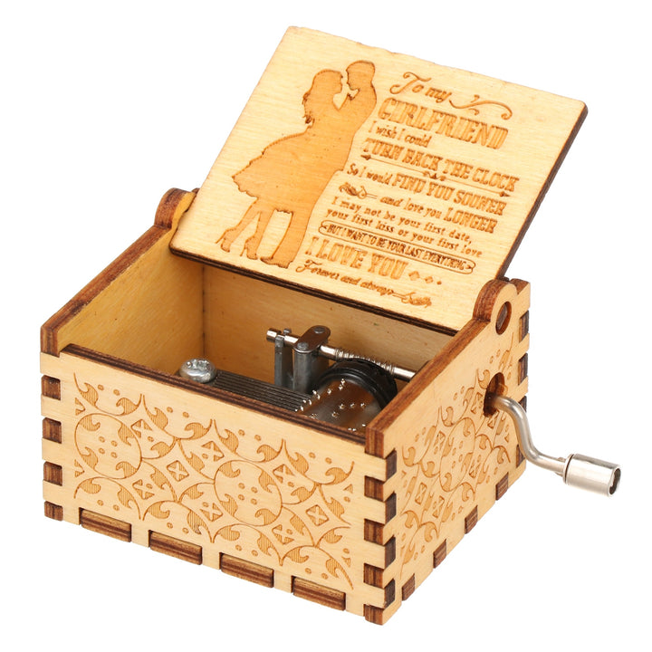 Incisione in legno Carillon vintage Carillon a manovella Fidanzata La moglie non può fare a meno di innamorarsi Regali di compleanno Regalo - Gufetto Brand