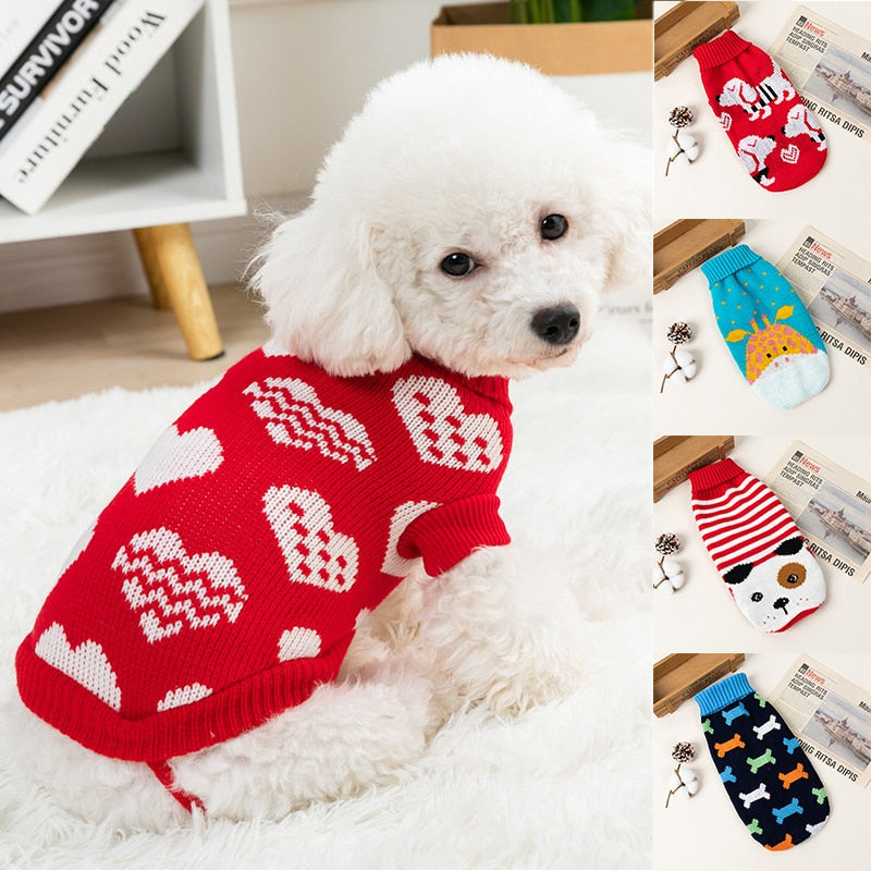 Vestiti per cani di Natale Maglione lavorato a maglia caldo invernale del fumetto per cani di piccola taglia Abbigliamento per animali domestici Cappotto pullover per cuccioli Gilet all'uncinetto lavorato a maglia - Gufetto Brand