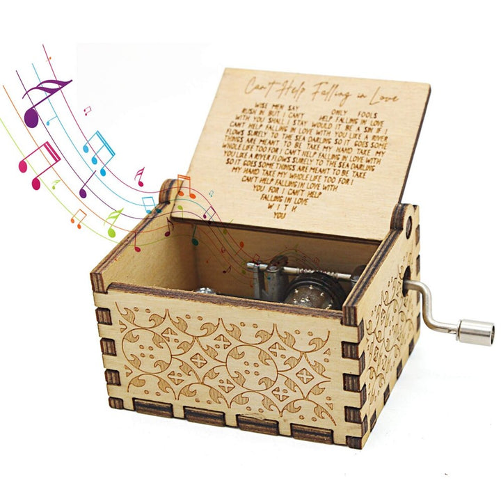 Incisione in legno Carillon vintage Carillon a manovella Fidanzata La moglie non può fare a meno di innamorarsi Regali di compleanno Regalo - Gufetto Brand