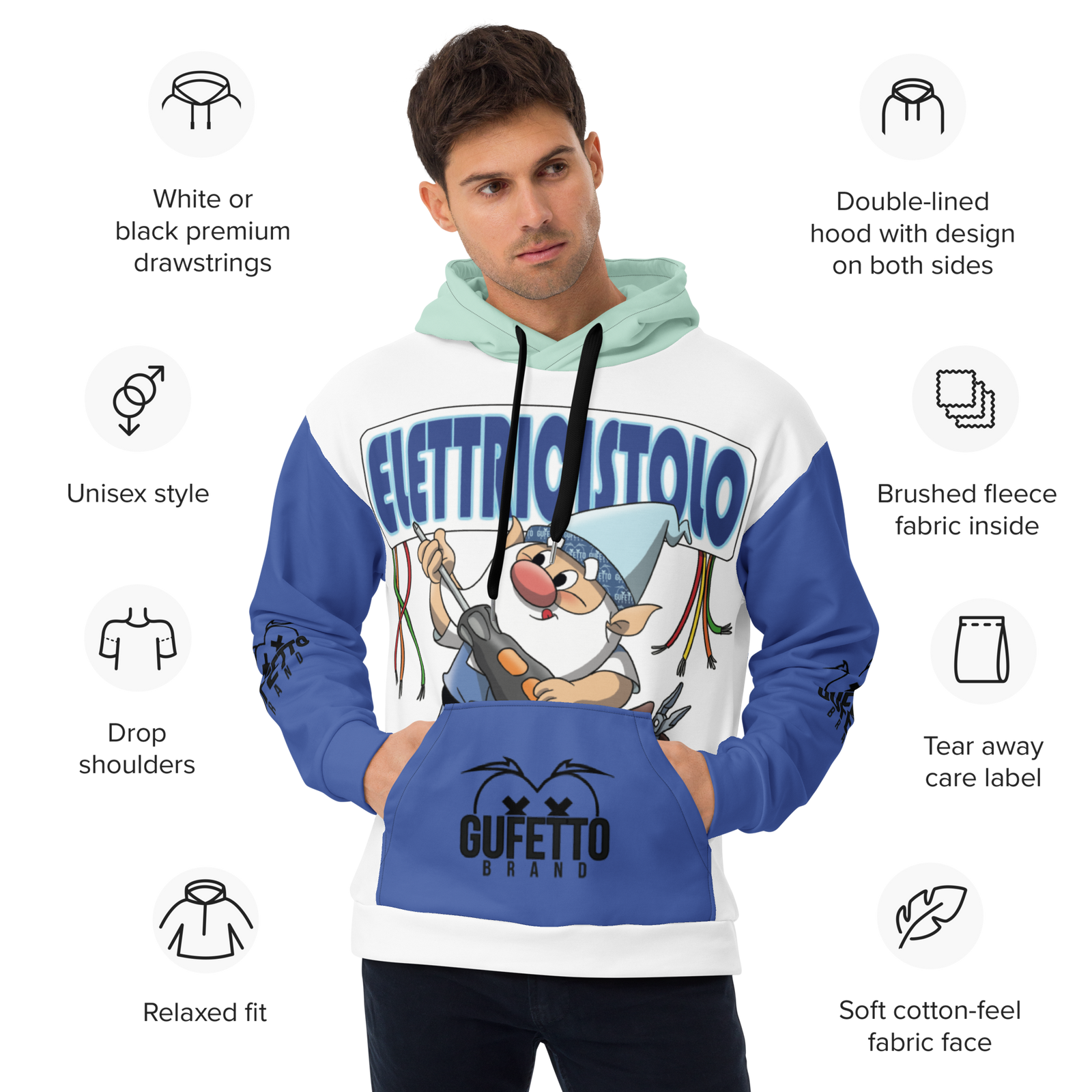 Felpa con cappuccio Uomo/Donna ELETTRICISTOLO - Gufetto Brand