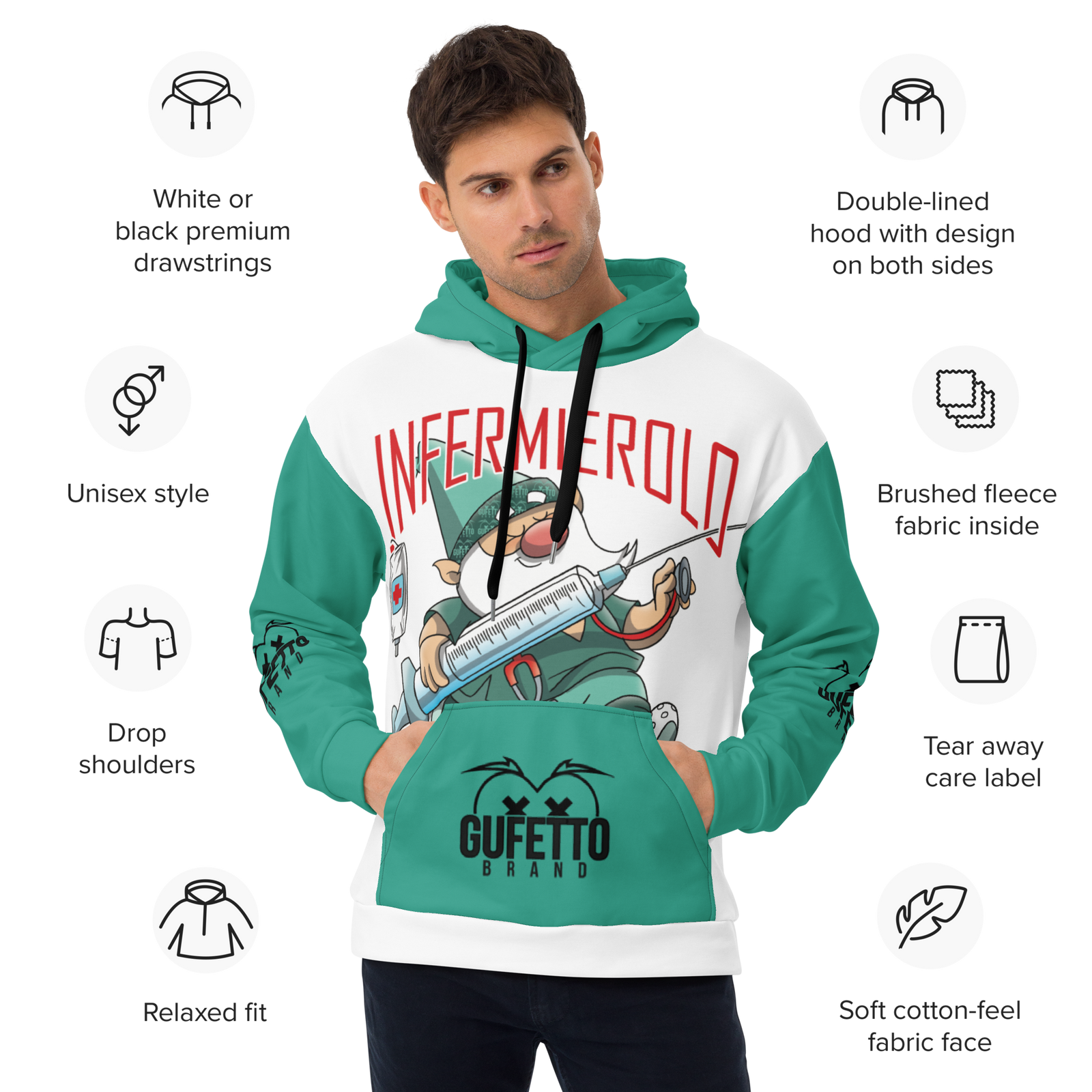 Felpa con cappuccio Uomo/Donna INFERMIEROLO - Gufetto Brand