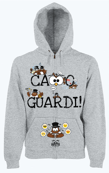 BLACKF. Felpa Zip Grigia Uomo Ca..o Guardi Gufetti Edition