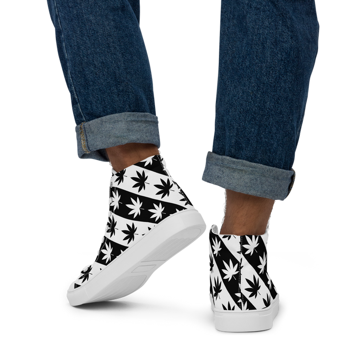 Sneakers alte in tela da uomo CANNABIS B/W - Gufetto Brand