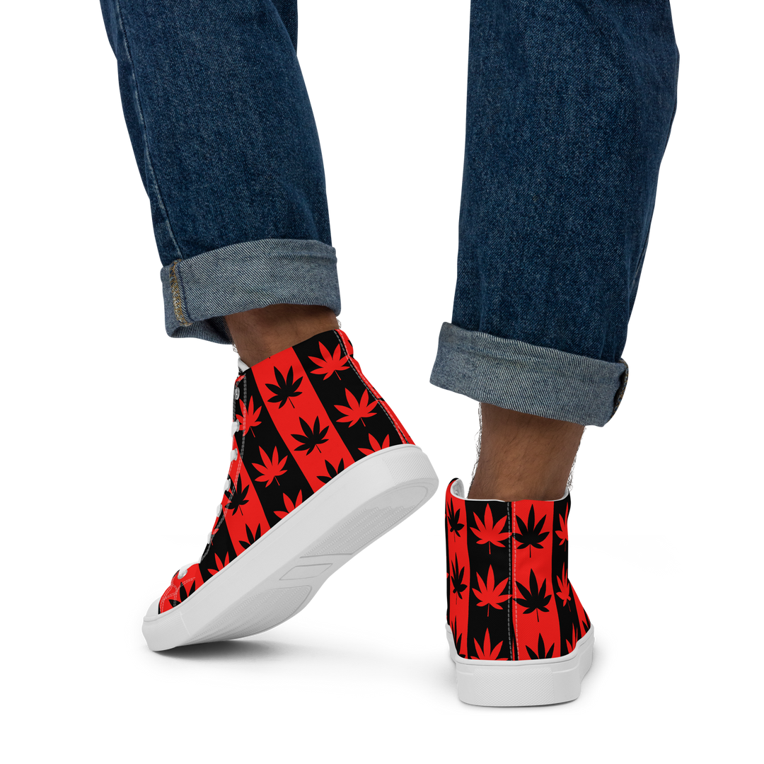 Sneakers alte in tela da uomo CANNABIS ROSSE - Gufetto Brand