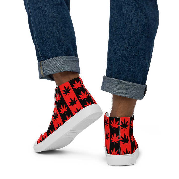 Sneakers alte in tela da uomo CANNABIS ROSSE - Gufetto Brand
