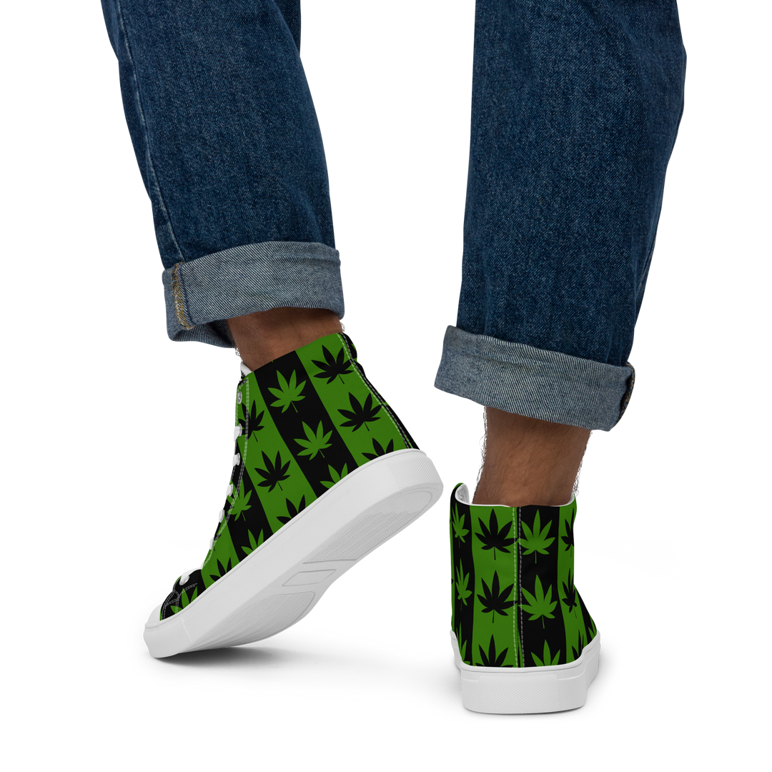 Sneakers alte in tela da uomo CANNABIS VERDI - Gufetto Brand