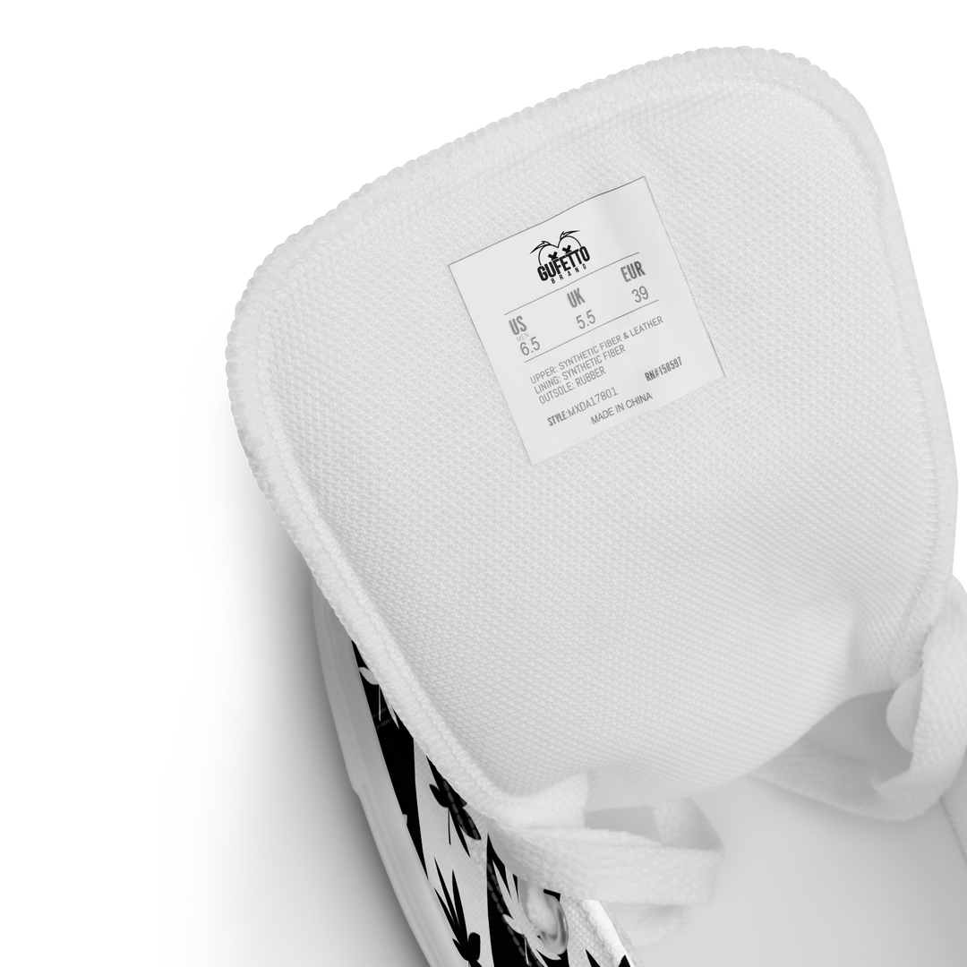 Sneakers alte in tela da uomo CANNABIS B/W - Gufetto Brand