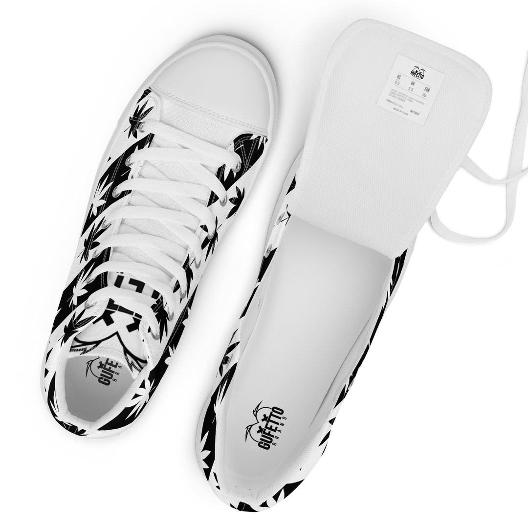 Sneakers alte in tela da uomo CANNABIS B/W - Gufetto Brand