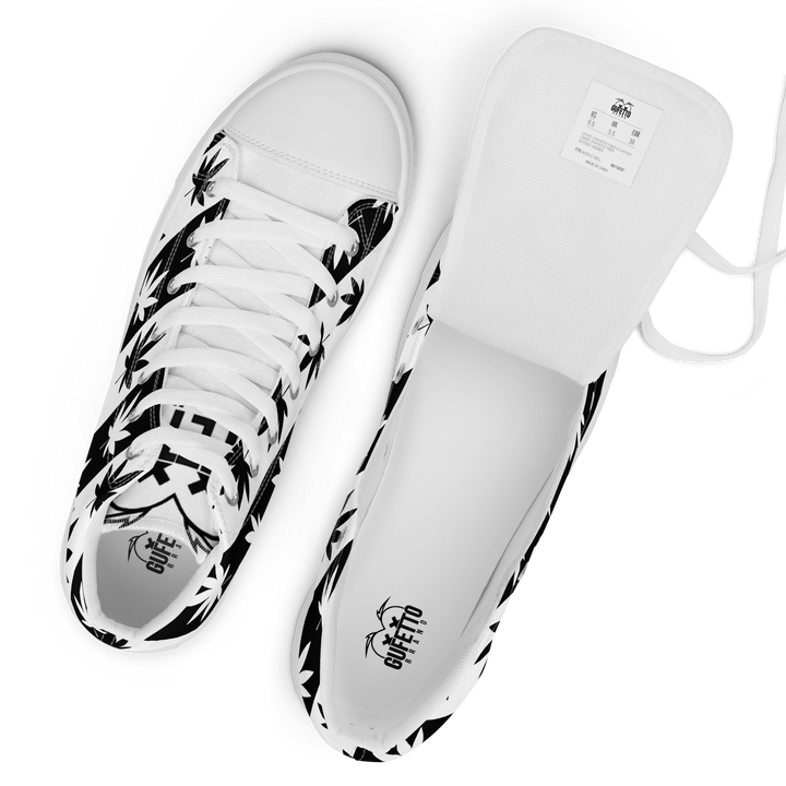 Sneakers alte in tela da uomo CANNABIS B/W - Gufetto Brand