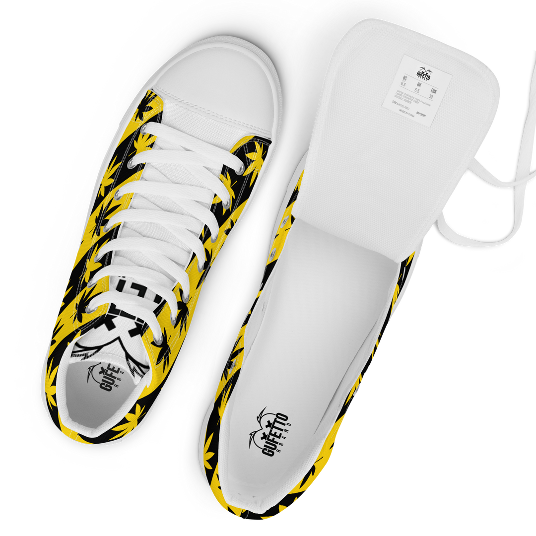 Sneakers alte in tela da uomo CANNABIS GIALLE - Gufetto Brand