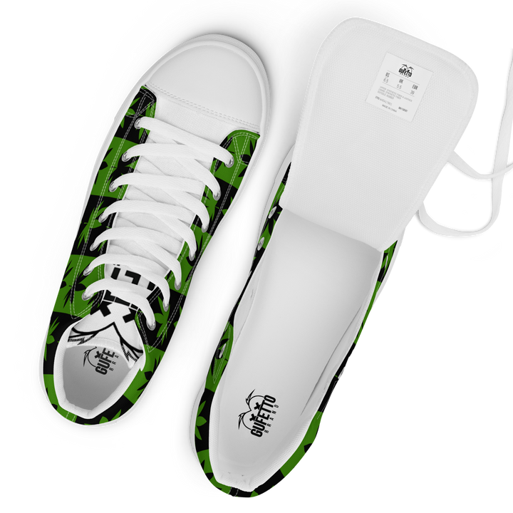Sneakers alte in tela da uomo CANNABIS VERDI - Gufetto Brand
