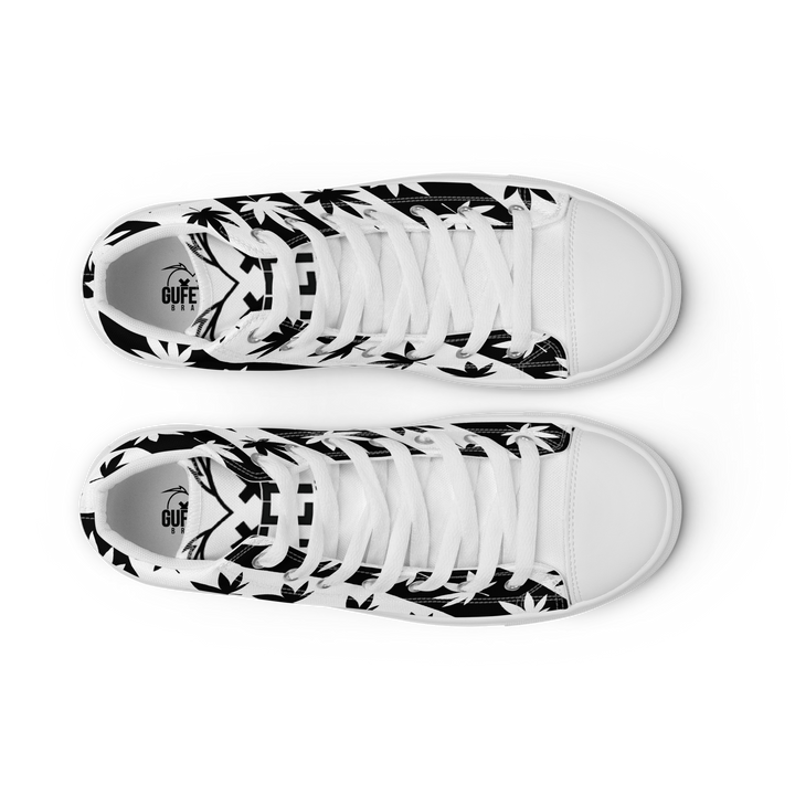 Sneakers alte in tela da uomo CANNABIS B/W - Gufetto Brand
