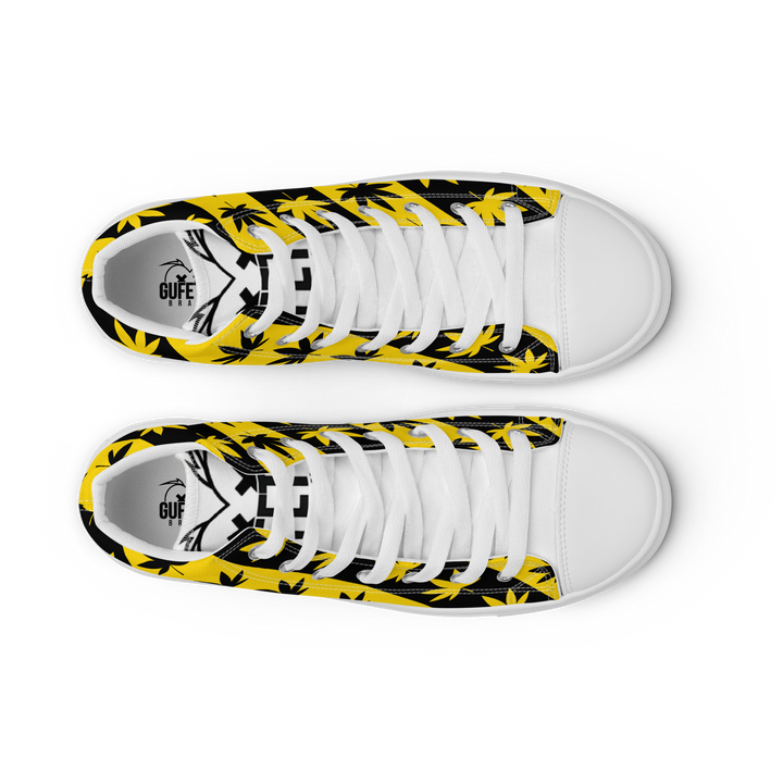 Sneakers alte in tela da uomo CANNABIS GIALLE - Gufetto Brand