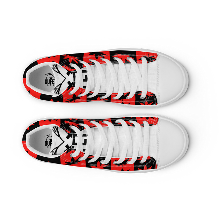 Sneakers alte in tela da uomo CANNABIS ROSSE - Gufetto Brand