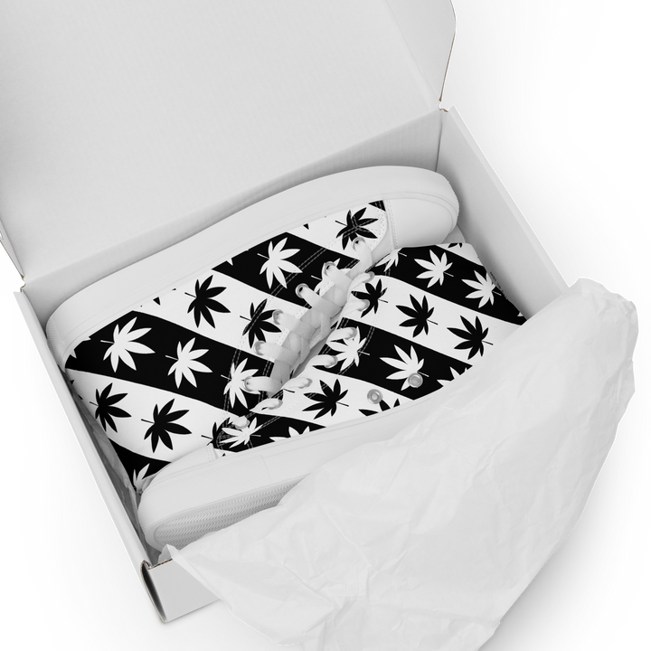 Sneakers alte in tela da uomo CANNABIS B/W - Gufetto Brand