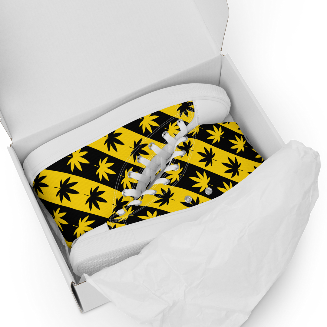 Sneakers alte in tela da uomo CANNABIS GIALLE - Gufetto Brand