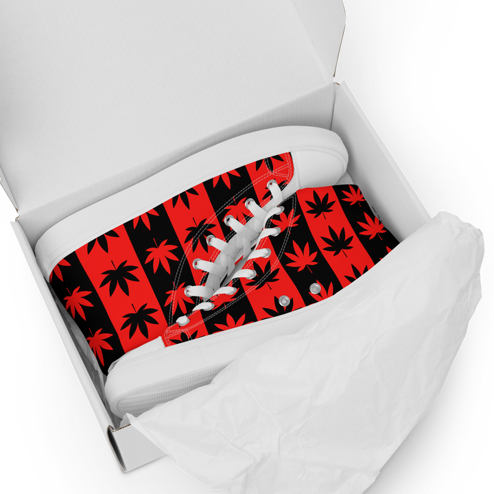 Sneakers alte in tela da uomo CANNABIS ROSSE - Gufetto Brand