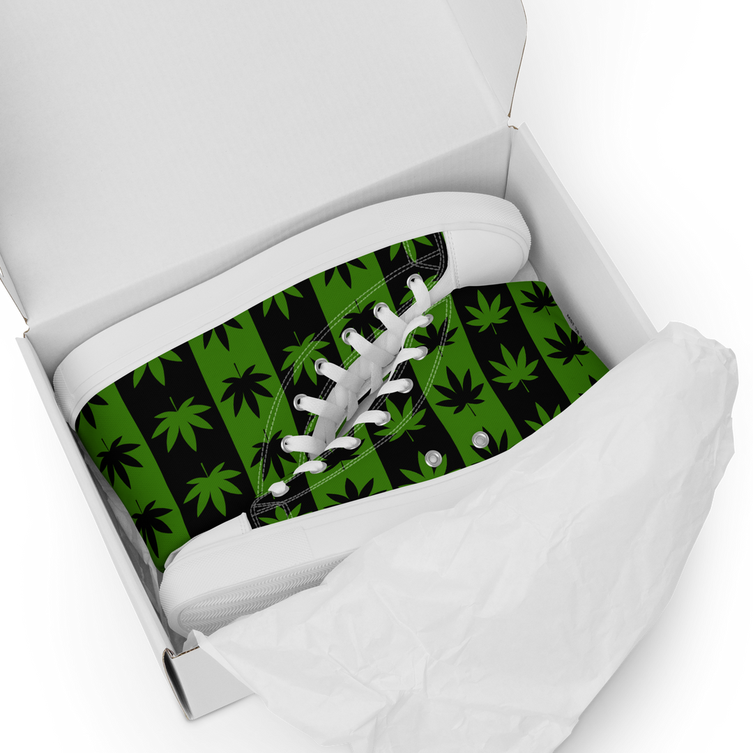 Sneakers alte in tela da uomo CANNABIS VERDI - Gufetto Brand