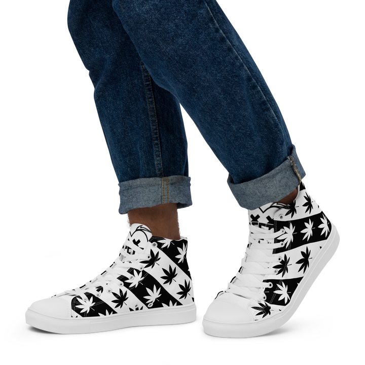Sneakers alte in tela da uomo CANNABIS B/W - Gufetto Brand