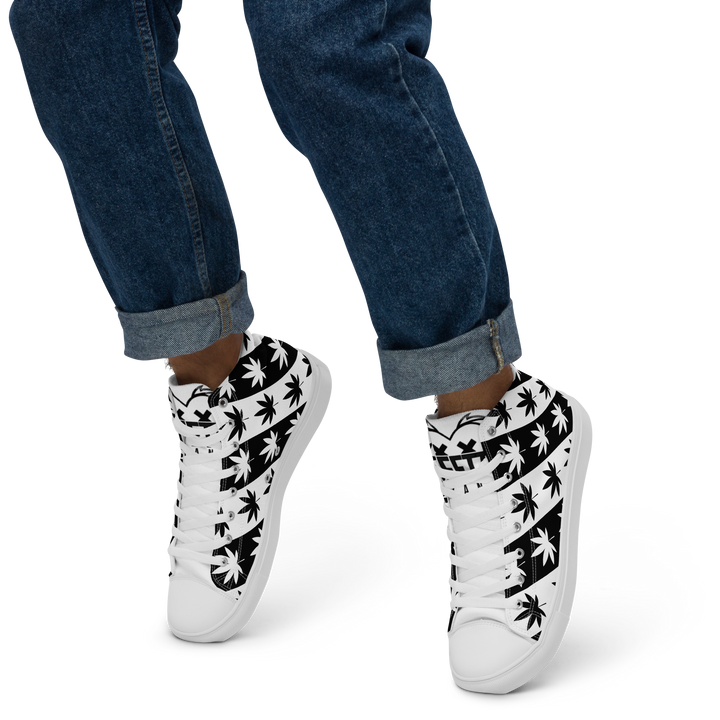 Sneakers alte in tela da uomo CANNABIS B/W - Gufetto Brand