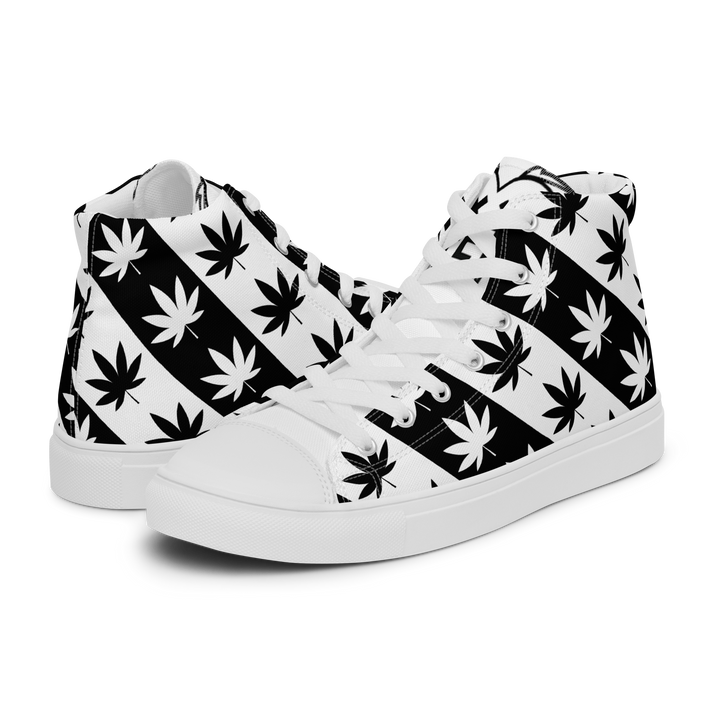 Sneakers alte in tela da uomo CANNABIS B/W - Gufetto Brand