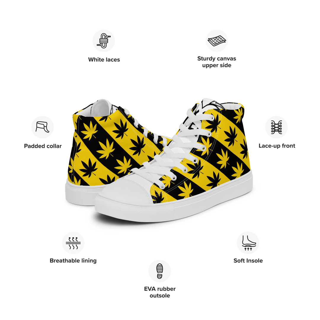 Sneakers alte in tela da uomo CANNABIS GIALLE - Gufetto Brand