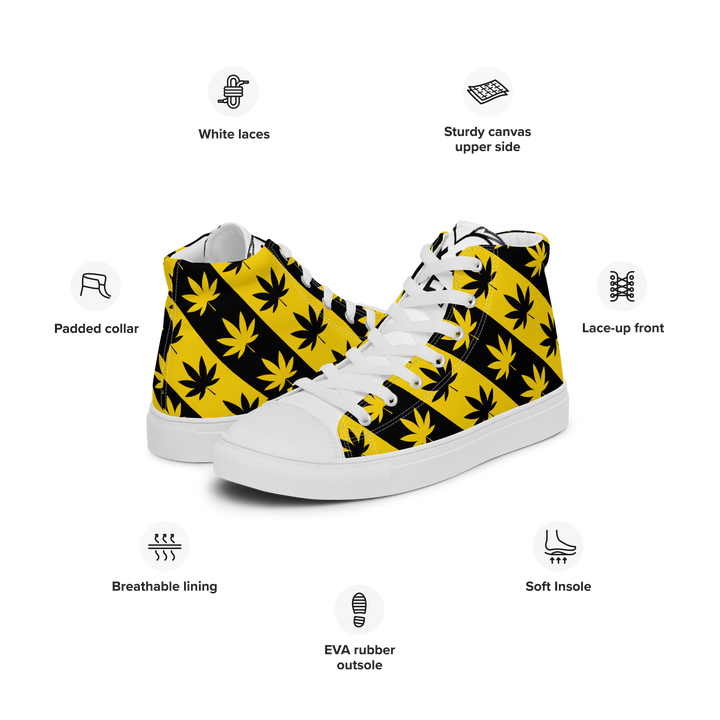 Sneakers alte in tela da uomo CANNABIS GIALLE - Gufetto Brand