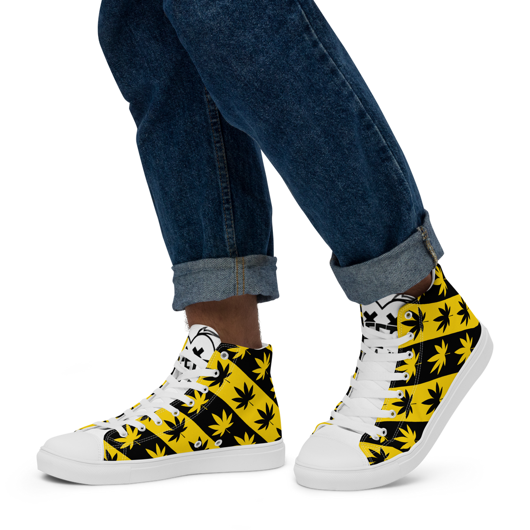 Sneakers alte in tela da uomo CANNABIS GIALLE - Gufetto Brand