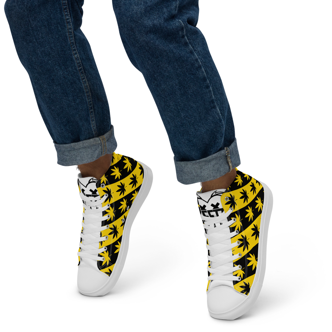Sneakers alte in tela da uomo CANNABIS GIALLE - Gufetto Brand