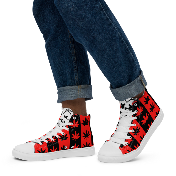 Sneakers alte in tela da uomo CANNABIS ROSSE - Gufetto Brand