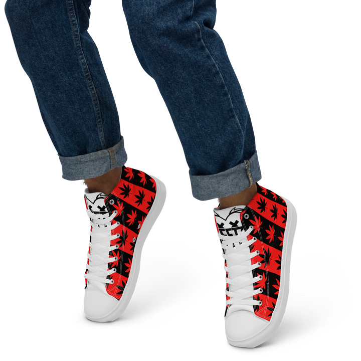 Sneakers alte in tela da uomo CANNABIS ROSSE - Gufetto Brand