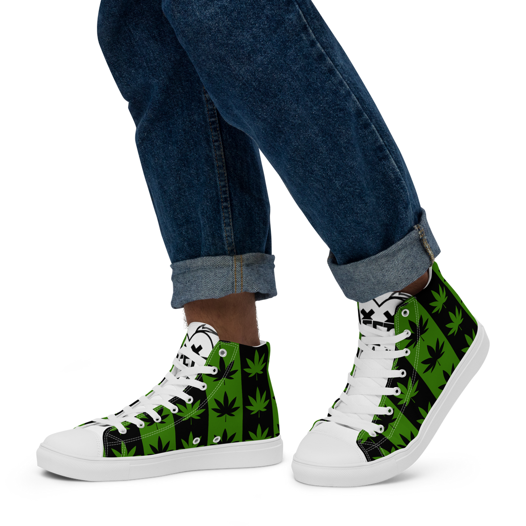Sneakers alte in tela da uomo CANNABIS VERDI - Gufetto Brand