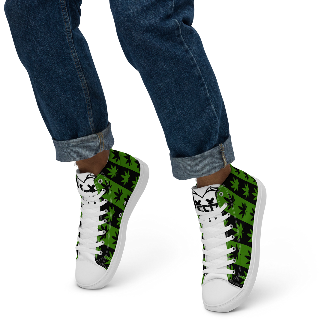 Sneakers alte in tela da uomo CANNABIS VERDI - Gufetto Brand
